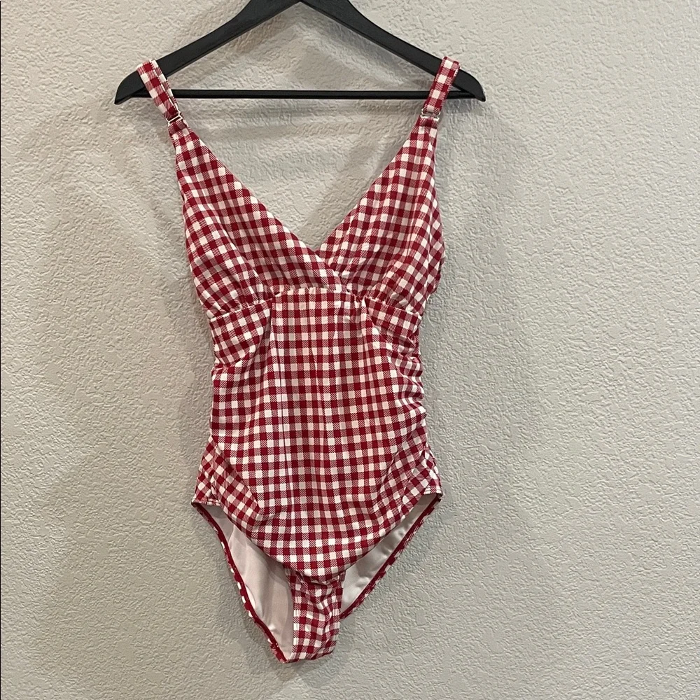 Senita Athletics Monterey One Piece Swimsuit in Red Cherry Gingham Size XL - Picture 2 of 7